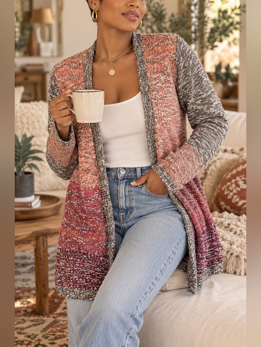 Maurices Open Front Long Cardigan Sweater Women's Size L